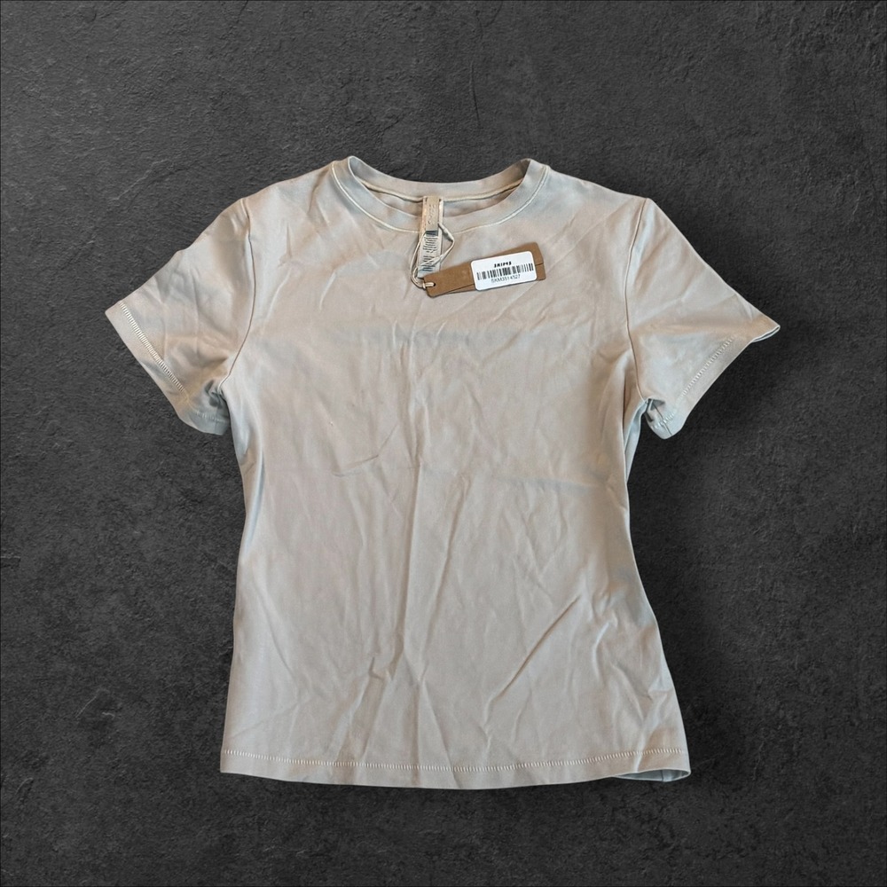 Skims Cotton Rib T-Shirt Stone XL AP-TSH-0815 Short Sleeve Crew Neck Tee